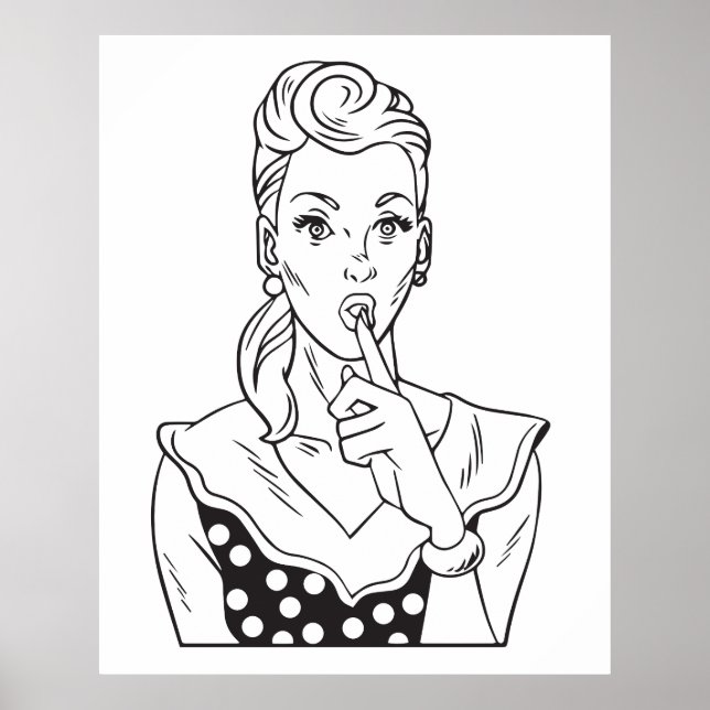 Poster Une femme rétro vintage qui aime rester tranquille (Devant)