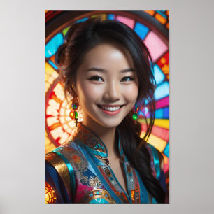 Poster Une Femme Souriant Chaleureusement