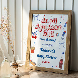 Poster Une Fête Prénatale pour une Jeune Fille Très Améri