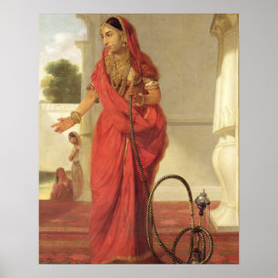 Poster Une fille de danse indienne avec un narguilé, 1772