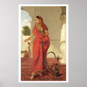 Poster Une fille de danse indienne avec un narguilé, 1772