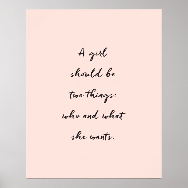 Poster Une Fille Devrait Être Deux Choses Citation Inspir (Devant)