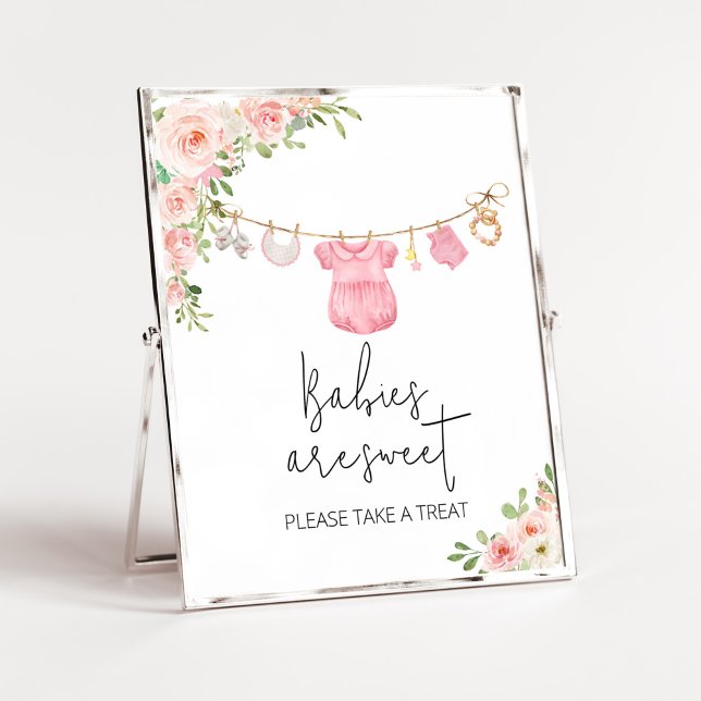 Poster Une fille douce Vêtements de bébé Les bébés sont d (A Sweet Girl Baby Clothes Baby Shower Babies are Sweet Sign)