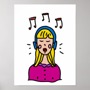 Poster Une fille écoute de la musique