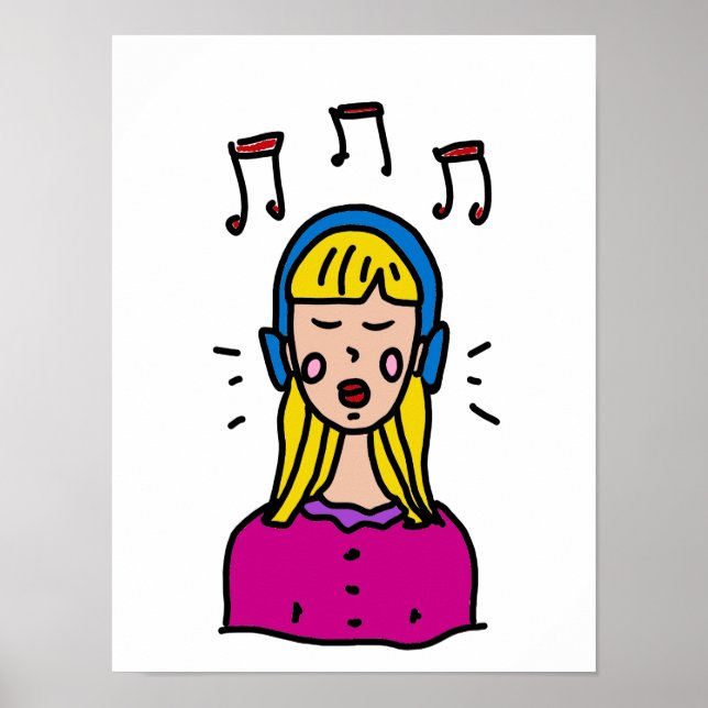 Poster Une fille écoute de la musique (Devant)