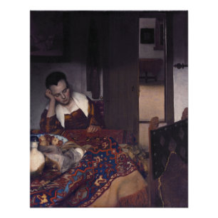 Poster Une fille endormie par Johannes Vermeer
