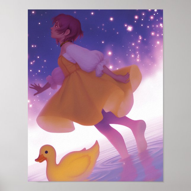 Poster Une fille et son canard (Devant)