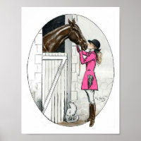 Une fille et son cheval manteau rose