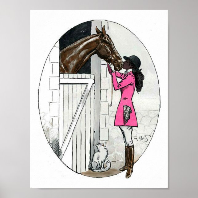 Poster Une fille et son cheval robe rose Africain América (Devant)