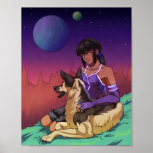 Poster Une fille et son chien dans l'espace