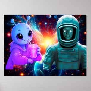 Poster Une fille extraterrestre mignonne + Un garçon extr