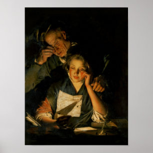 Poster Une fille lisant une lettre