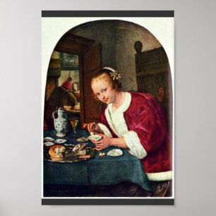 Poster Une Fille Mange Des Huîtres, Oestereetstertje Par 