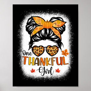 Poster Une Fille Merci Thanksgiving Messy Bun Leopard F