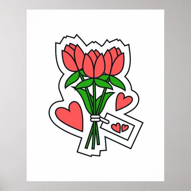 Poster Une Fleur Avec Un Message D'Amour (Devant)