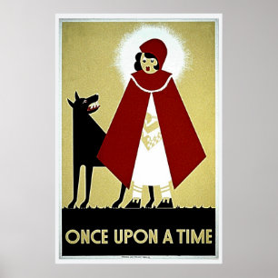 Poster Une fois sur une affiche, chaperon rouge et loup