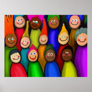Poster Une foule diversifiée de gens peintres