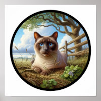 Une image circulaire 3D d'un beau chat siamois