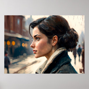 Poster Une Italienne à Naples Portrait Peinture à l'huile