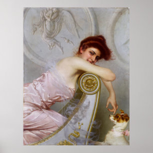 Poster Une jeune dame avec son chiot par Vittorio Corcos