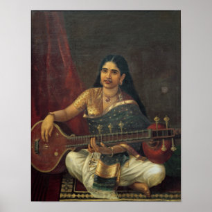 Poster Une jeune femme avec une veena
