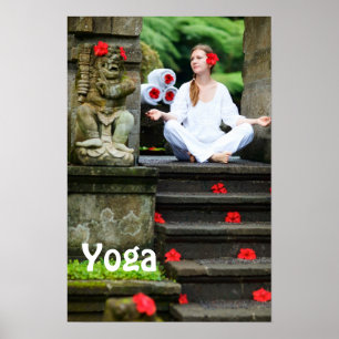 Poster Une jeune femme pratique le yoga