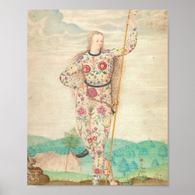Poster Une jeune fille celte tatouée guerrière Jacques (Devant)