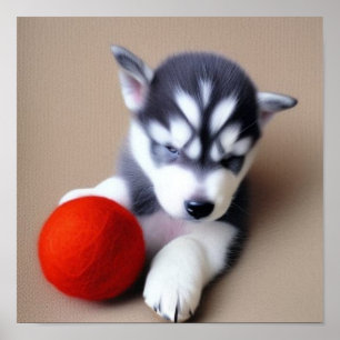 Poster Une jolie chiot Husky
