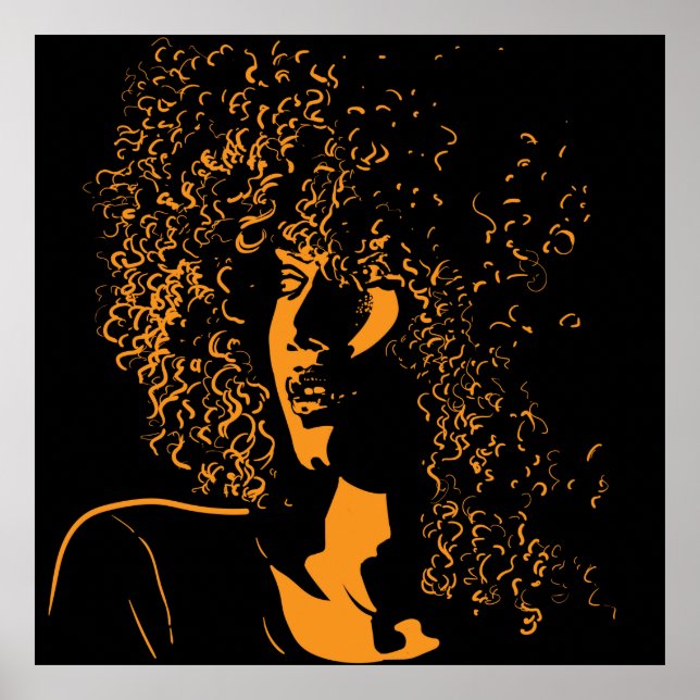 Poster Une jolie femme africaine avec portrait afro (Devant)
