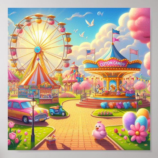 Poster Une journée à la foire murale de Candyland (Devant)