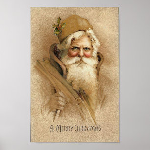 Poster Une joyeuse carte Noël Old Père Noël