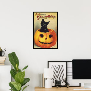 Poster Une joyeuse Halloween par Ellen Clapsaddle, Chat V