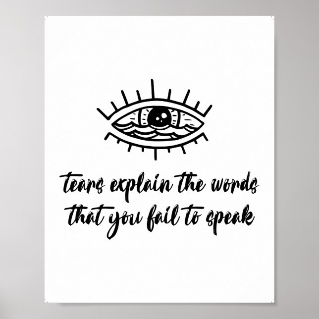 Poster Une Larme Silencieuse. Cadeau de deuil. Cadeau Sym (Devant)