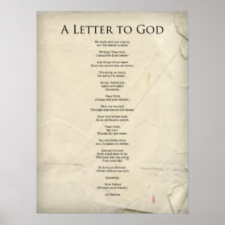 Poster "Une lettre à Dieu" Poème religieux Poster-Grand