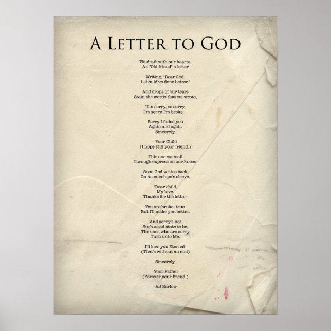Poster "Une lettre à Dieu" Poème religieux Poster-Grand (Devant)