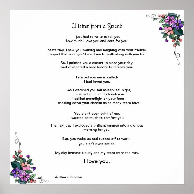 Poster Une Lettre D'Un Ami (Devant)