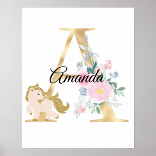 Poster Une lettre monogramme de nom personnalisé avec pon