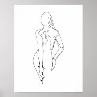 Une ligne de dessin nacket Frau Rücken art unique