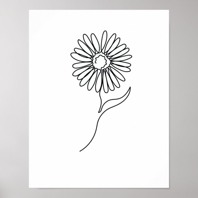 Poster Une ligne de dessin Sonnenblume art unique (Devant)