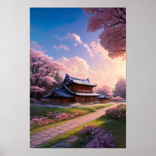 Poster Une maison parmi les fleurs