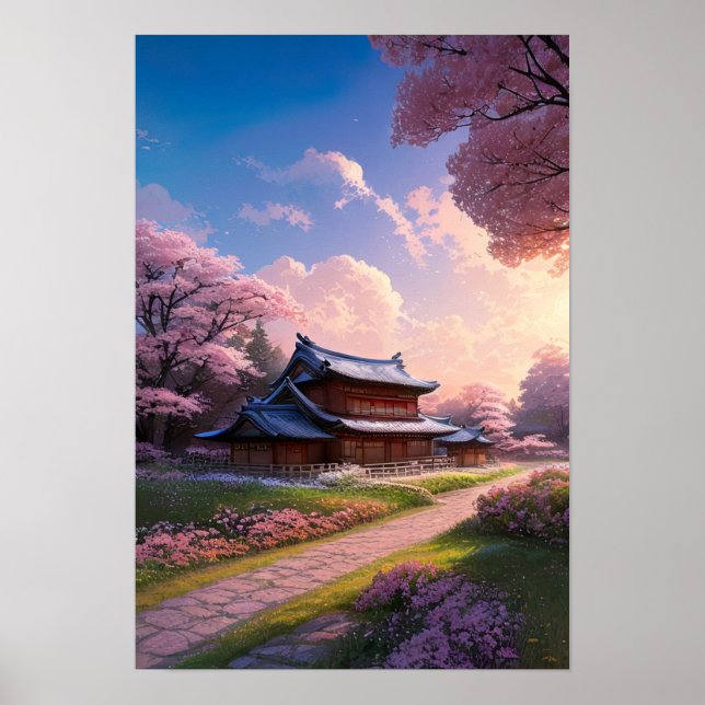 Poster Une maison parmi les fleurs (Devant)