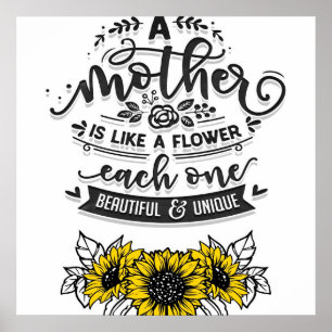 Poster Une mère est comme une fleur, mignonne cadeau de f