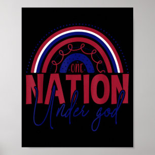 Poster Une nation sous dieu arc-en-ciel patriotique indép