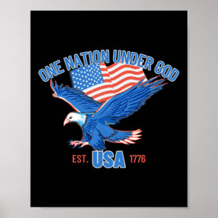 Poster Une nation sous Dieu Drapeau des États-Unis 4 juil