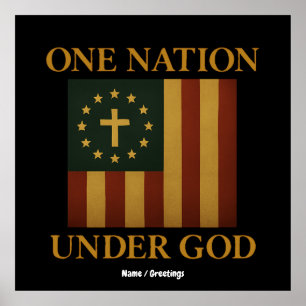 Poster Une nation sous Dieu Drapeau Patriotique Chrétien