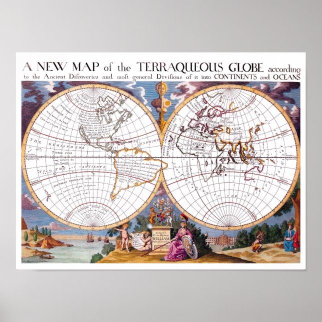 Poster Une Nouvelle Carte De L'Affiche Archivée Terraqueu (Devant)