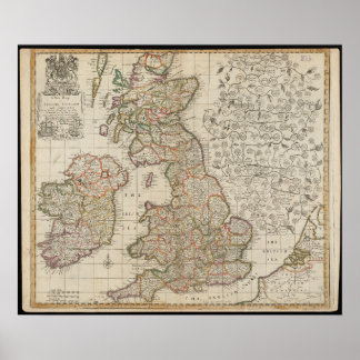 Poster Une nouvelle carte de l'Angleterre, de l'Écosse et