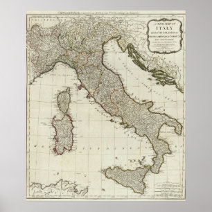 Poster Une nouvelle carte de l'Italie avec les îles de la