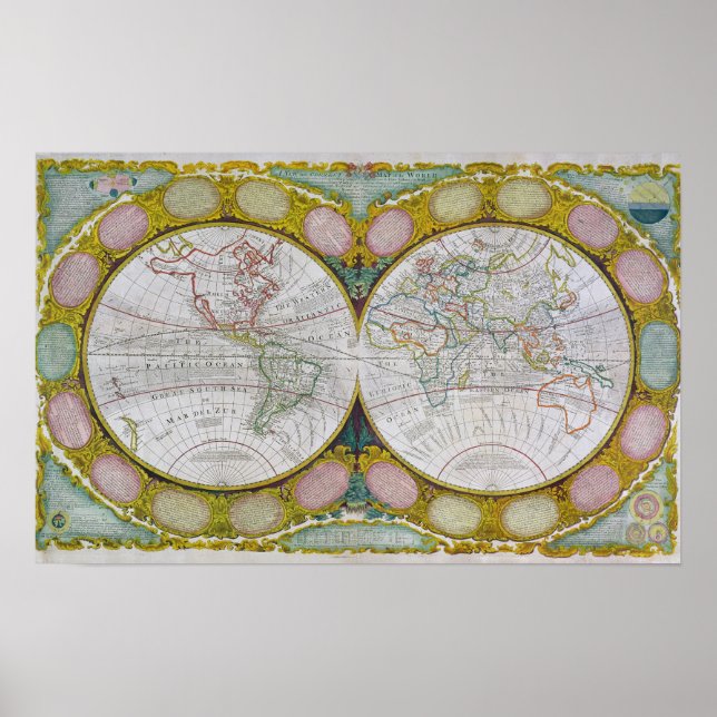Poster Une nouvelle carte du monde, 1770-1797 (Devant)