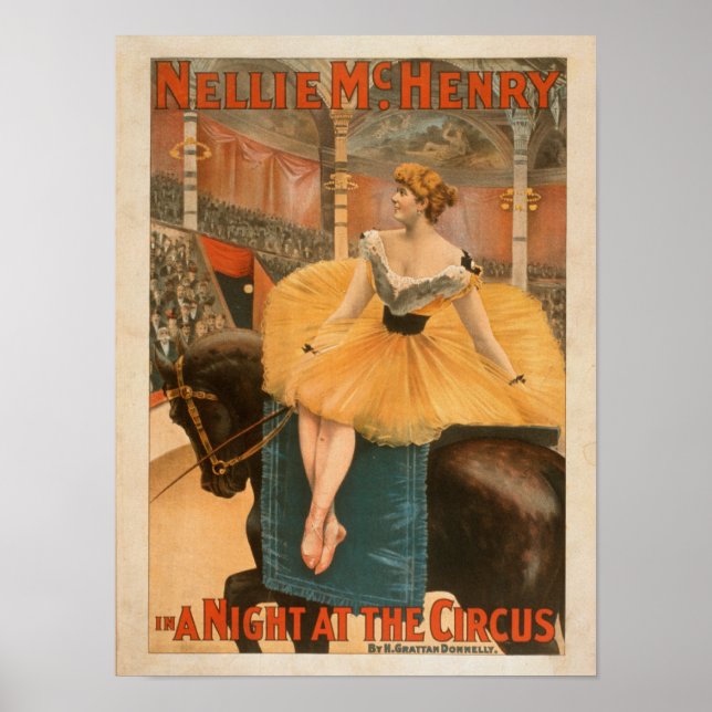 Poster Une nuit à l'affiche de théâtre du cirque (Devant)